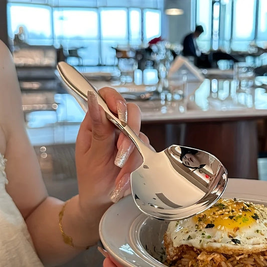 2-piece Set of Oversized Stainless Steel Long Handled Spoons Suitable for Home and Restaurant Stainless Steel Tableware
