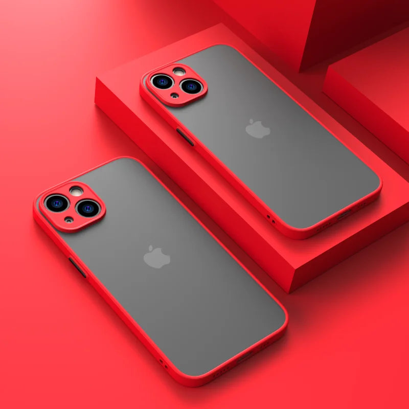 Shockproof Armor Matte Case For iPhone 14 13 12 11 Pro Max XR XS X 6 7 8 Plus SE Mini Silicone Bumper Clear Hard PC Cover Capa