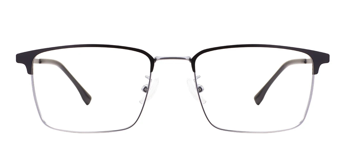 Monture de lunettes rectangulaires confortables en métal avec barre supérieure, pour hommes d'affaires, avec monture complète, pour verres correcteurs optiques