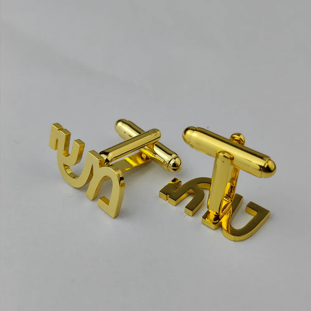 Hebrew Chai Cuff Links Personalized Name Initial Monogram Cufflinks Custom Any Language Cufflinks Men Wedding Gift Jewelry