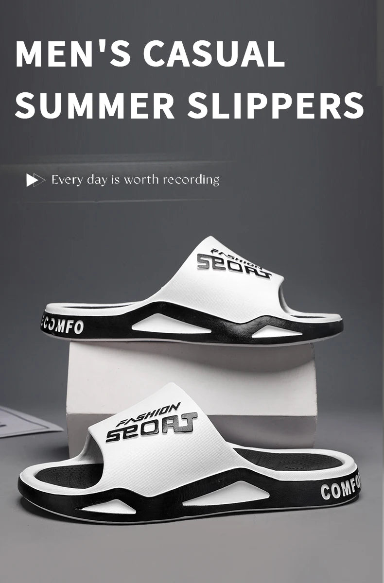 Fashion&Sports Herren Sommerslipper Rutschfeste PVC-Robuste Hausschuhe Outdoor-Strand-Flip-Flops für Herren Bequeme Hausschuhe