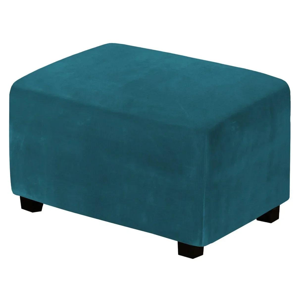 1 Housse de Tabouret Bas Rectangulaire en Velours Élastique, Épaisse et Ultra Douce, Antidérapante et Lavable, Protection de Meuble