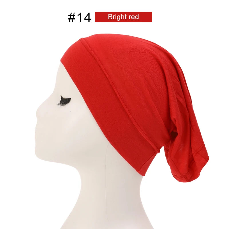 Bonnet Hijab Musulman Turban Foulard Coton Modal Voile Uni Casquette Sous Écharpe Musulmane Femme Foulard Turban Hijabs Chapeau Islamique