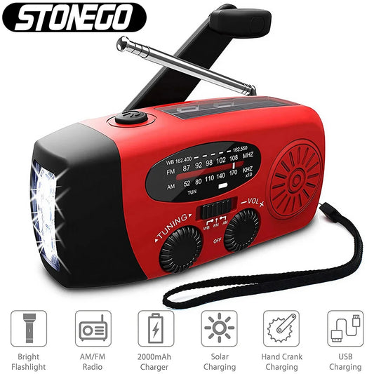 Multifunktionales tragbares Radio Kurbel Solarbetrieben UKW MW WB NOAA Wetterradio Notfall-LED-Taschenlampe Taschenlampe Powerbank
