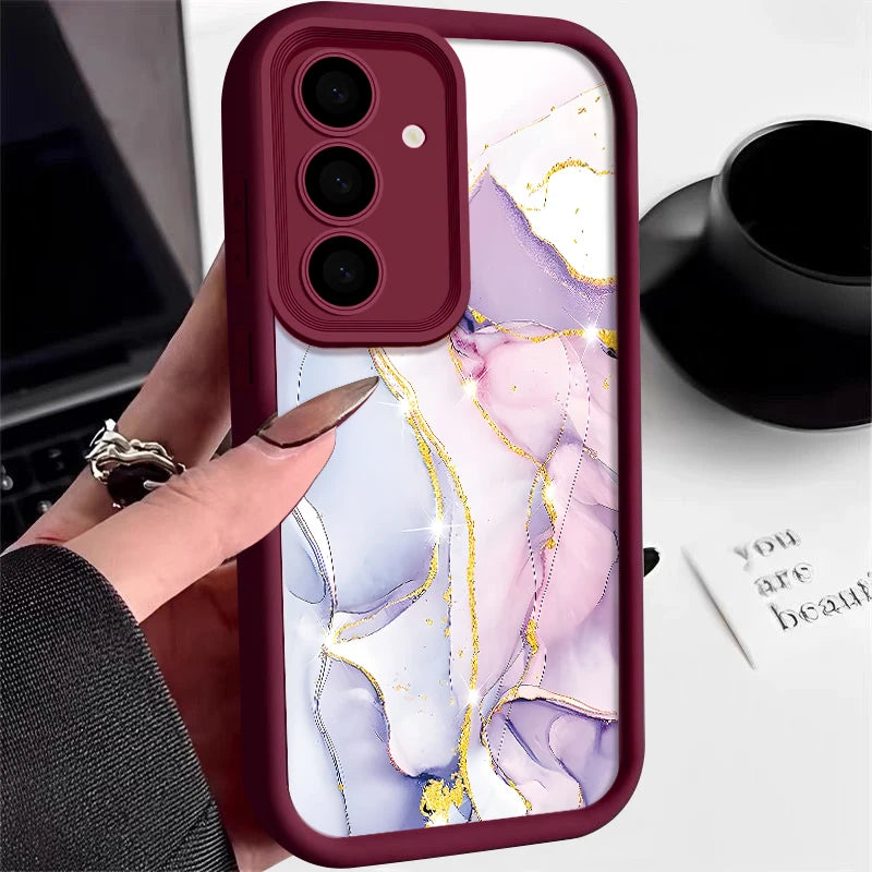 Marmor Hülle für Samsung Galaxy S25 Edge S26 S24 S23 S22 Ultra Plus S25 S24 FE A57 A37 A55 A54 A56 A17 A36 A16 5G Silikonhülle