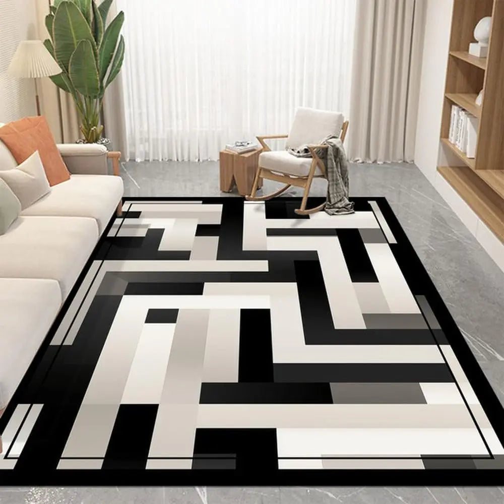 VIKAMA Simple Geometric Living Room Carpet Sofa Coffee Table Cushion Soft Bedroom Bedside Rug Light Luxury Home Decoration