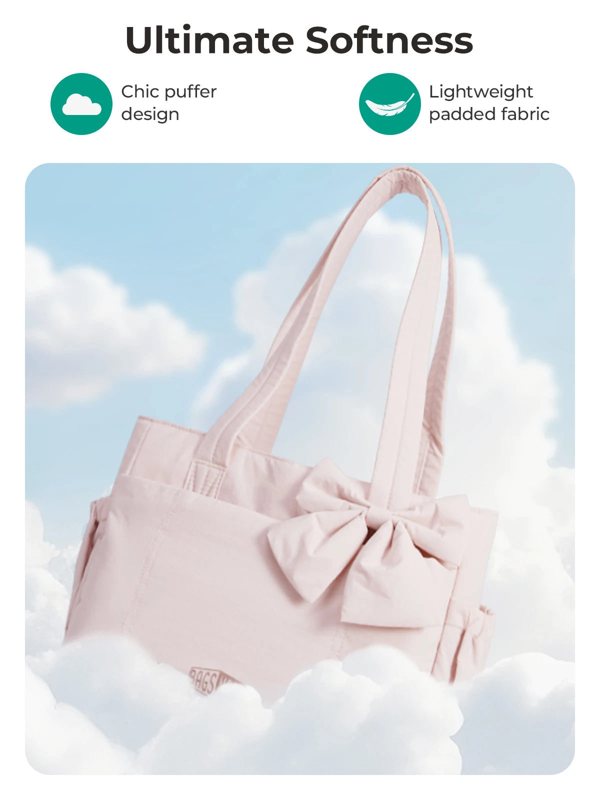 BAGSMART Sac fourre-tout trois tailles avec plusieurs poches, sac à main gonflé, sac à bandoulière décontracté, sac fourre-tout grande capacité