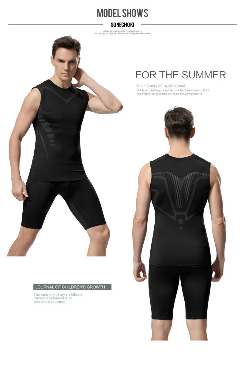 Kompressions-Tanktop Herren Gym-Shirt Ärmellos Schnelltrocknend Bedruckte Sportbekleidung Herren Fitness Bodybuilding Weste Workout Muskel-Top