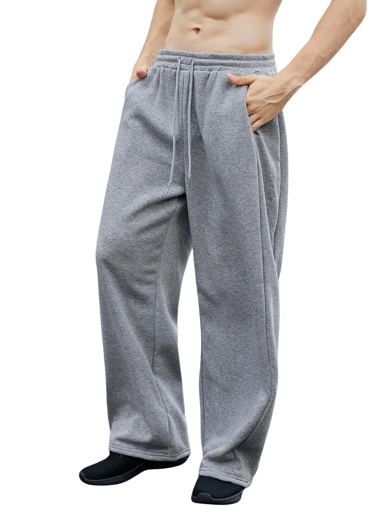 Pantalon de survêtement large Y2K Harajuku pour femmes, streetwear, ample, surdimensionné, gris, de sport, taille haute, avec cordon de serrage, décontracté