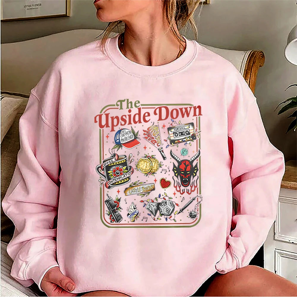 The Upside Down Sweatshirt Lustiges Hawkins Clipart Grafikshirt Stranger ST5 Inspiriert Demogorgon Tops Trendige Gothic Sweatshirts