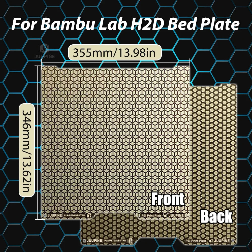 H2D Build Plate Pei Honeycomb Pei Squar Dould Sided Spring Steel Plate 350x320mm For Bambu Lab H2D Bed 3D Printer Accessories