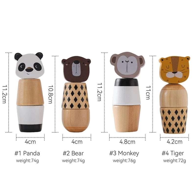 Baby Wooden Montessori Toy Develop Kid Hand-on Ability Toy Hand Bell Toy Children Animal Puzzle Classic Educational Toy Kid Gift