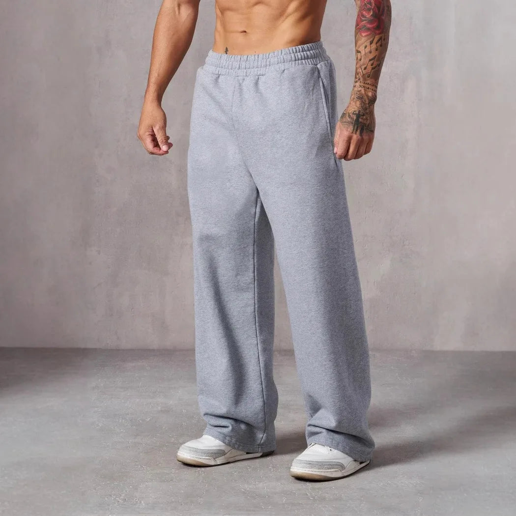 Herren Amerikanische Freizeit-Hose, gerade geschnitten, locker, Oversized, mit elastischem Bund, modische Sporthose, Laufhose