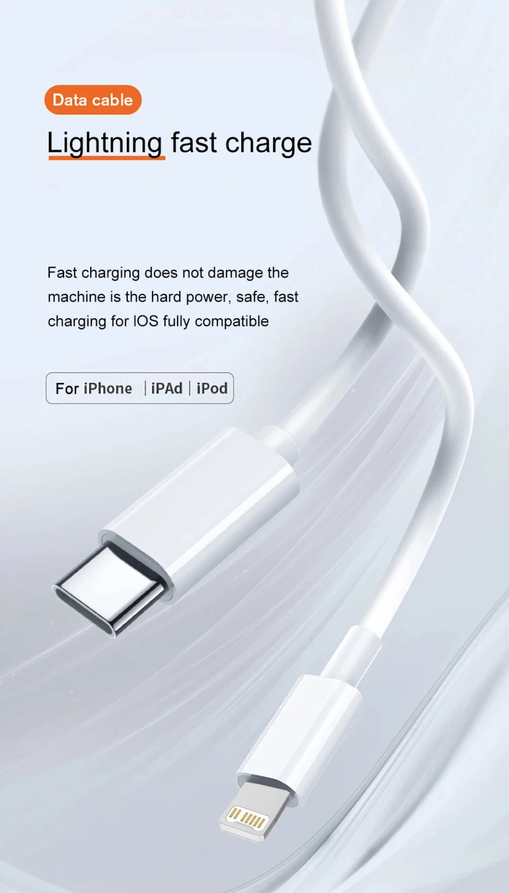 Câble de charge rapide 20W PD USB vers Lightning USB C vers Lightning pour Apple iPhone 14 13 12 11 Pro Max X XR Plus iPad Ligne de synchronisation de données