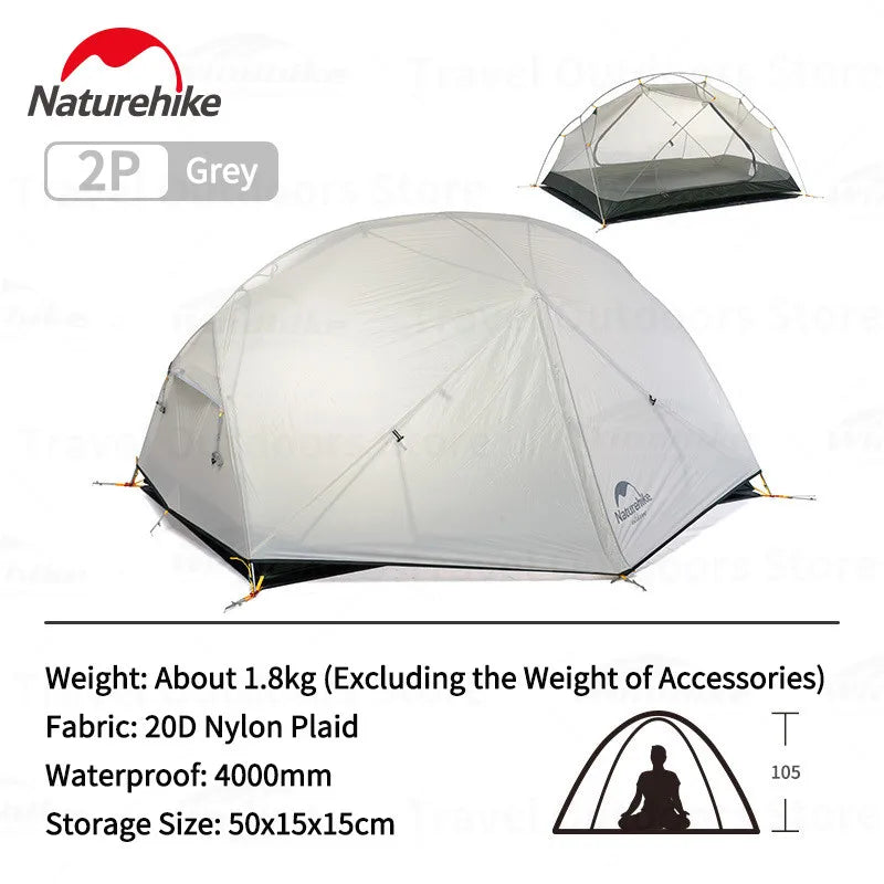 Naturehike Mongar UL BASE PRO 123 People Tent Trekking Backpacking Shelter Tent 20D Nylon Waterproof Ultralight Outdoor Camping