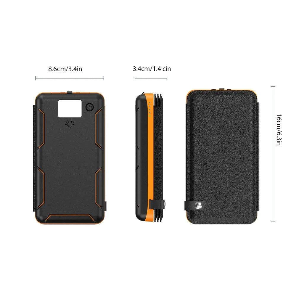 Faltbare Solar Powerbank mit 4 Solarmodulen, 50000mAh Tragbare Solar-Externbatterie Kompatibel mit iOS Android USB-A USB-C