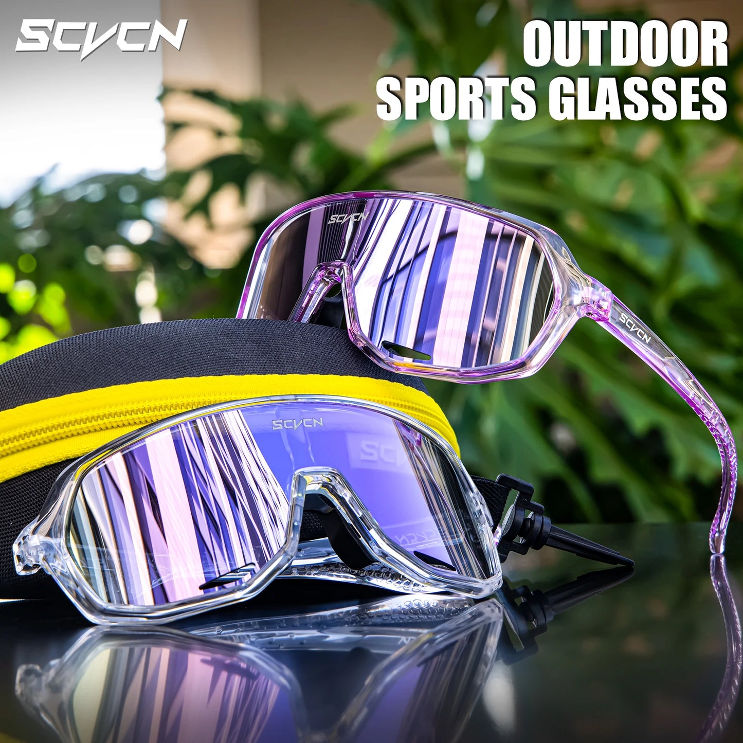 SCVCN Lunettes de soleil photochromiques d'extérieur, lunettes de cyclisme pour hommes, lunettes de vélo pour femmes, VTT, vélo de route, lunettes de cyclisme UV400