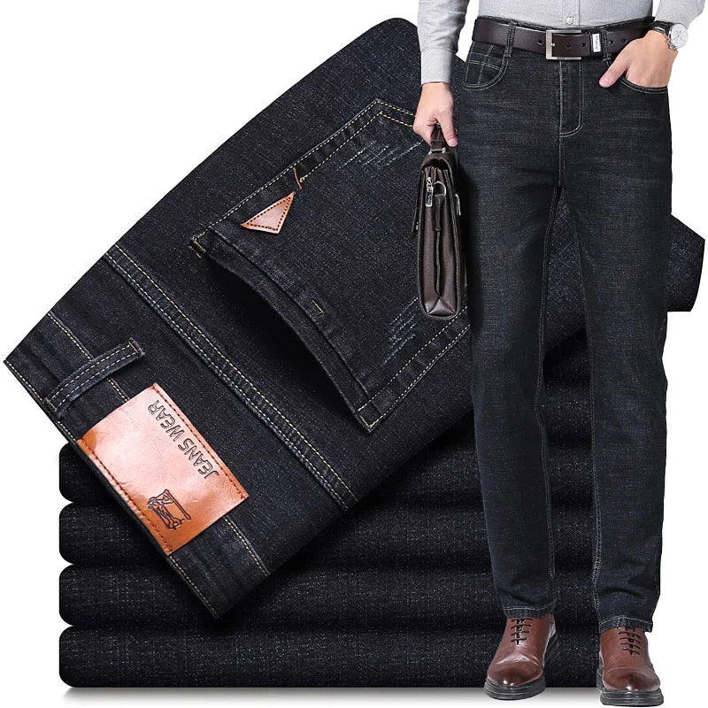 Nouveau Jean Slim extensible classique décontracté pour Homme 2024, Pantalon en Jean de Marque pour Homme, Noir Bleu