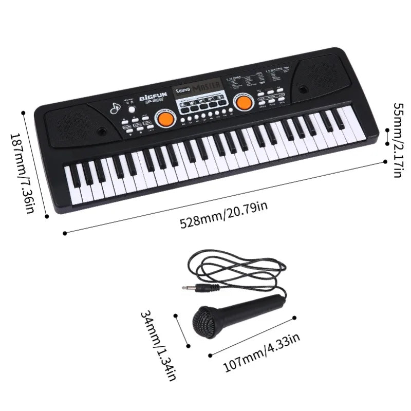 49 Keys USB Electric Piano & Microphone Digital Music Electronic Keyboard 16 Tones 8 Rhythms 6 Demo Songs Music Gifts for Kids