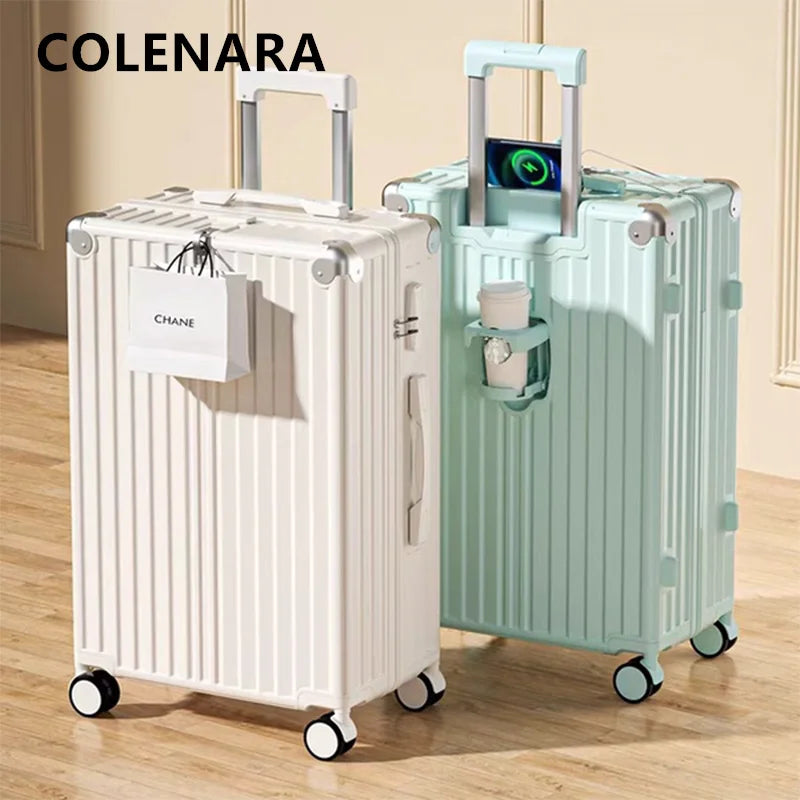 COLENARA 20"22"24"26 Zoll hochwertiger Koffer USB-Ladefunktion Boarding Box Multifunktionaler Trolley-Koffer Handgepäck Reisegepäck