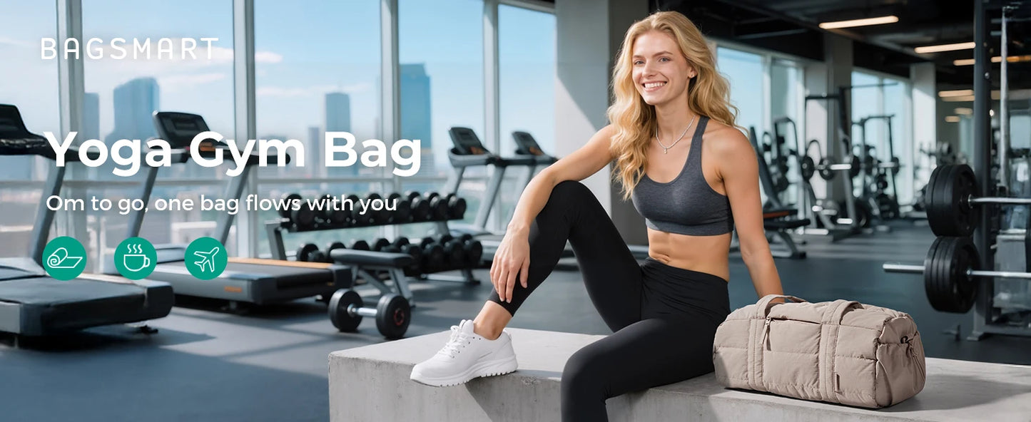 BAGSMART Reisetasche für Damen, Sporttasche, Yogatasche mit Nass- und Trockenfach, gesteppte Sporttasche für Wochenendausflüge, Schwimmen