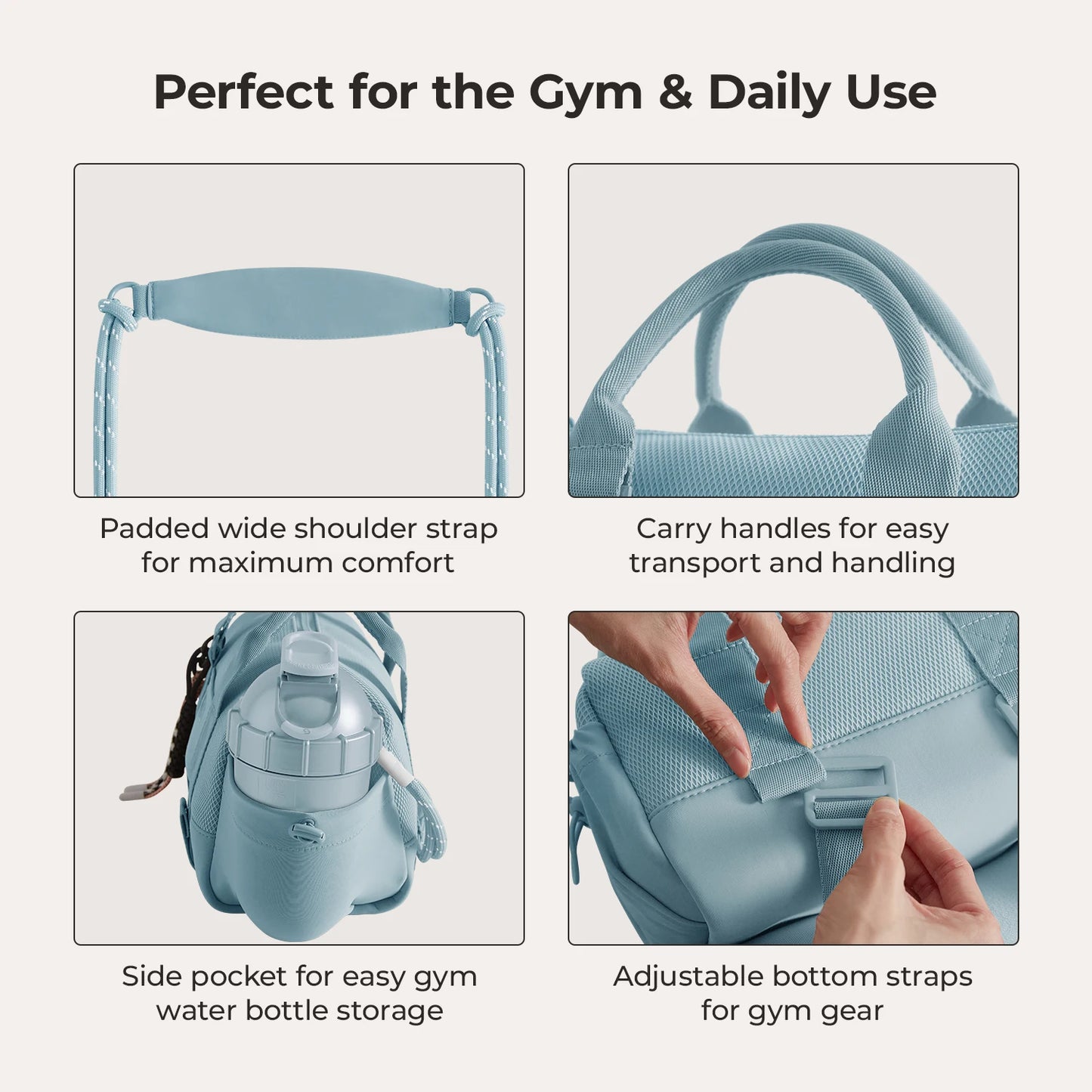 BAGSMART Boston Tasche für Damen, Mini-Reisetasche, Umhängetasche, wasserdicht, mit Nassfach, für Fitnessstudio, Reisen, Alltag, Strand, Wochenendausflug