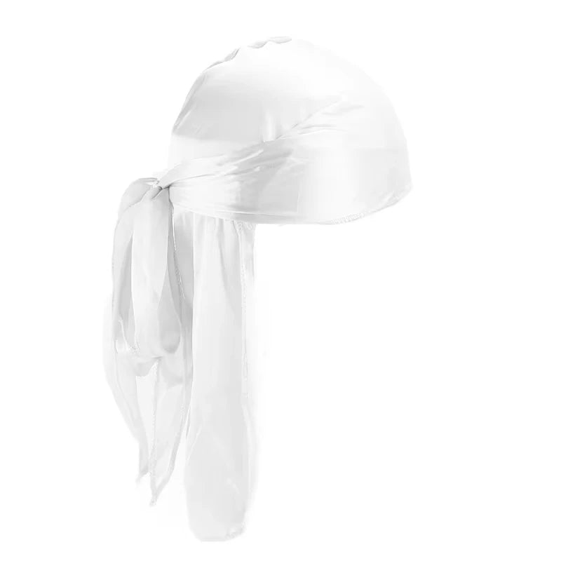 Unisex Seidiger Langschwanz-Durag Piratenhut Turban Modische Kopftücher Mütze Bandana Damen Herren Kopfbedeckungen Kappen Hijab Haarschmuck
