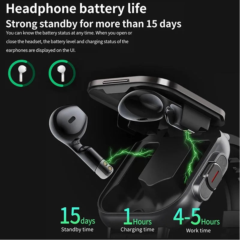 Montre Intelligente 2026 D8 Pro avec Écran 2,01 pouces, Écouteurs sans Fil, Fréquence Cardiaque, Pression Artérielle, Oxygène Sanguin et Assistant Sportif