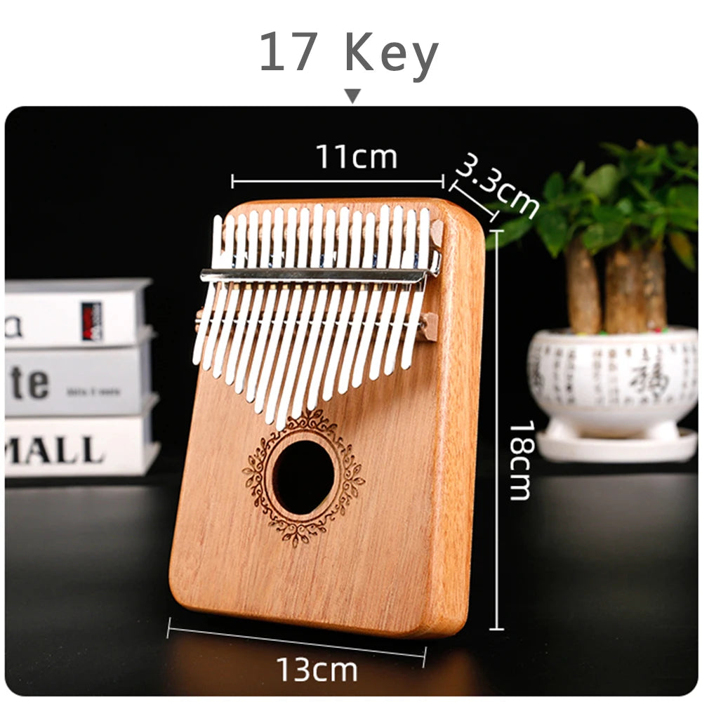 Kalimba Musikinstrument Daumenklavier 17 Tasten Mahagoni Holz Fingerklavier Kombinationsgeschenke für Kinder Tragbares Mbira Fingerklavier