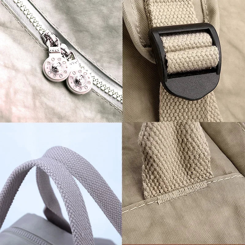 Fashion Multi-pocket Woman's Backpack Soft Handle Solid Color Nylon Travel Backpack Lightweight Casual School Backpacks
