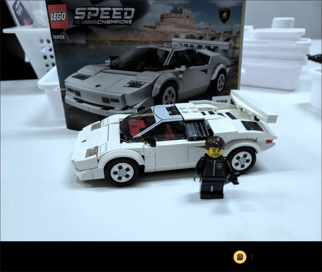 LEGO Speed Champions Lamborghini Countach 76908 Rennwagen-Spielzeug-Sammelbausatz Rennfahrer-Minifigur als Geburtstagsgeschenk