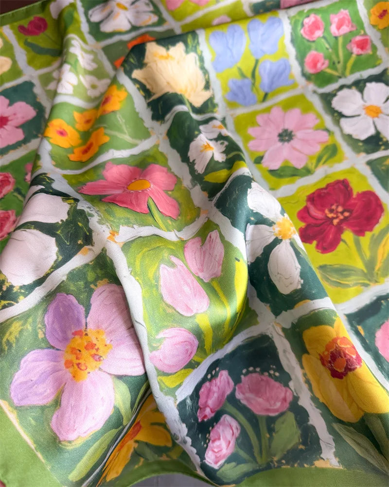 70*70cm Square Silk Scarves Women Hijab Shawls Abaya Women Veil Islamic Turban Femme Head Scarf Foulard Bandana Beach Pareo 2025