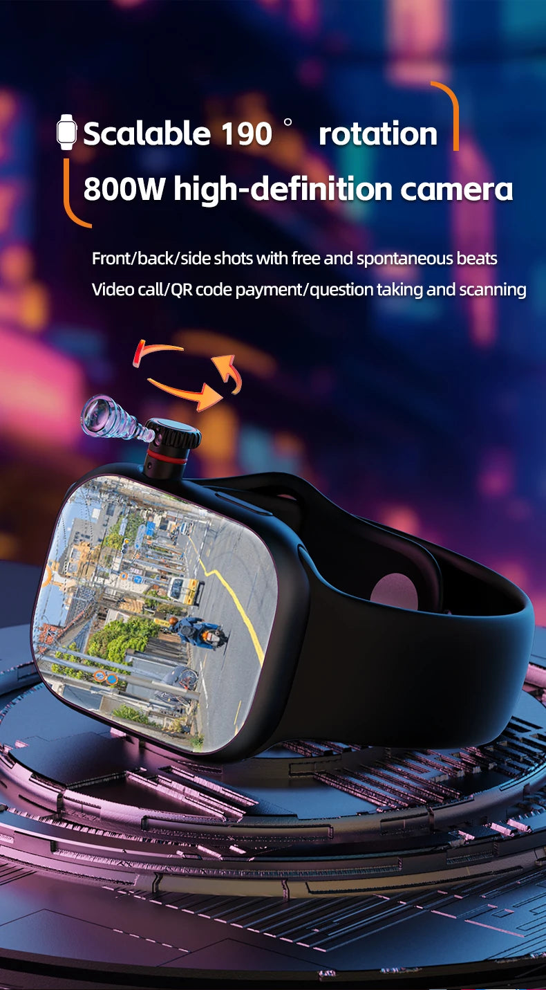 CD99 Uhr X 5G Smartwatch 2,29 Zoll AMOLED 5G LTE Smartwatch mit 180° drehbarer Kamera GPS WiFi SIM-Kartensteckplatz Gesundheitsüberwachung