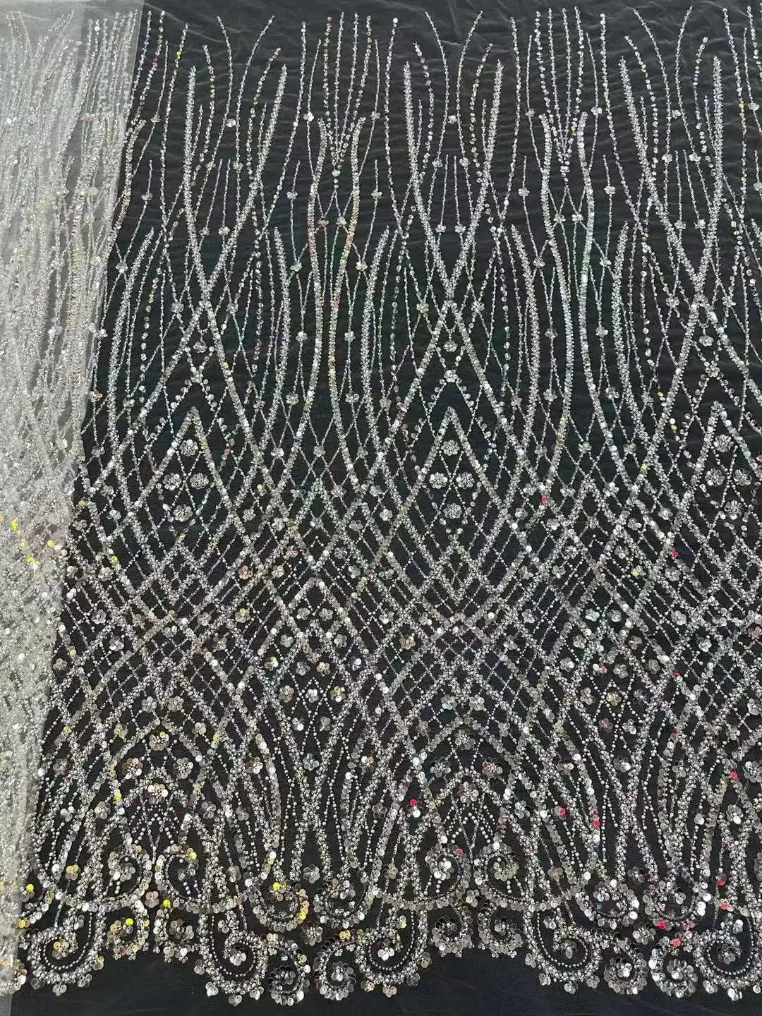 Tissus de dentelle africaine à paillettes Mode broderie nigériane Perles de tulle Tissu de dentelle de haute qualité pour la couture de robes de soirée