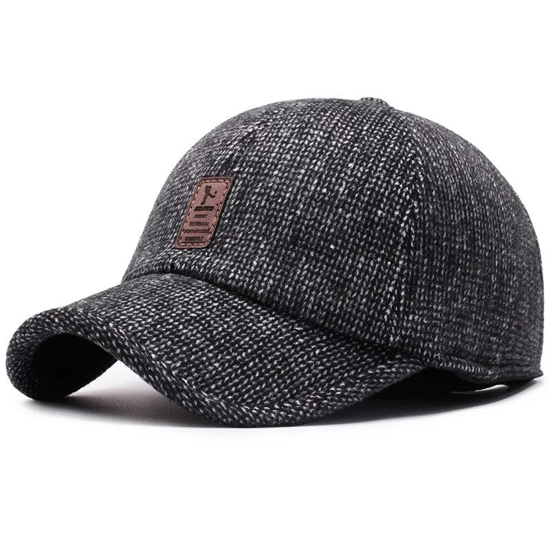 Casquette de baseball en laine tricotée pour l'hiver, cache-oreilles, casquette de baseball pour hommes, chapeaux chauds et épais avec protège-oreilles, casquettes de sport de golf, snapback