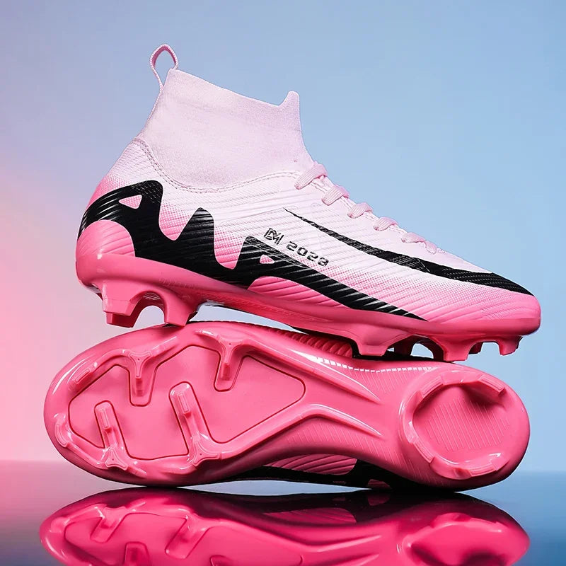Chaussures de football roses tendance pour hommes, légères et professionnelles, chaussettes intégrées, chaussures de football pour hommes, antidérapantes, originales, baskets de football pour l'extérieur
