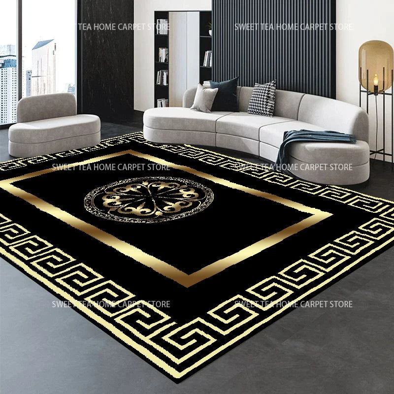 Moderner goldener Luxus-Teppich, große Wohnzimmerdekoration, Heimteppiche, rutschfeste Schlafzimmermatte, anpassbare Couchtisch-Lounge-Teppiche