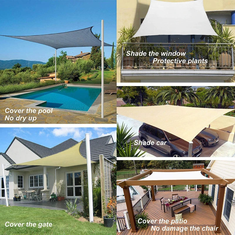 Sonnensegel für den Außenbereich, 300D Polyester, wasserdicht, UV-beständig, für Terrasse, Carport, Garten usw.