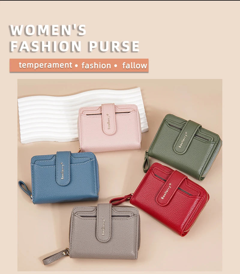 Women Stylish Zip Around Card Wallet, Multi-Functional RFID Blocking Purse with 6 Card Slots and Coin Pocket, Minimalist Gift