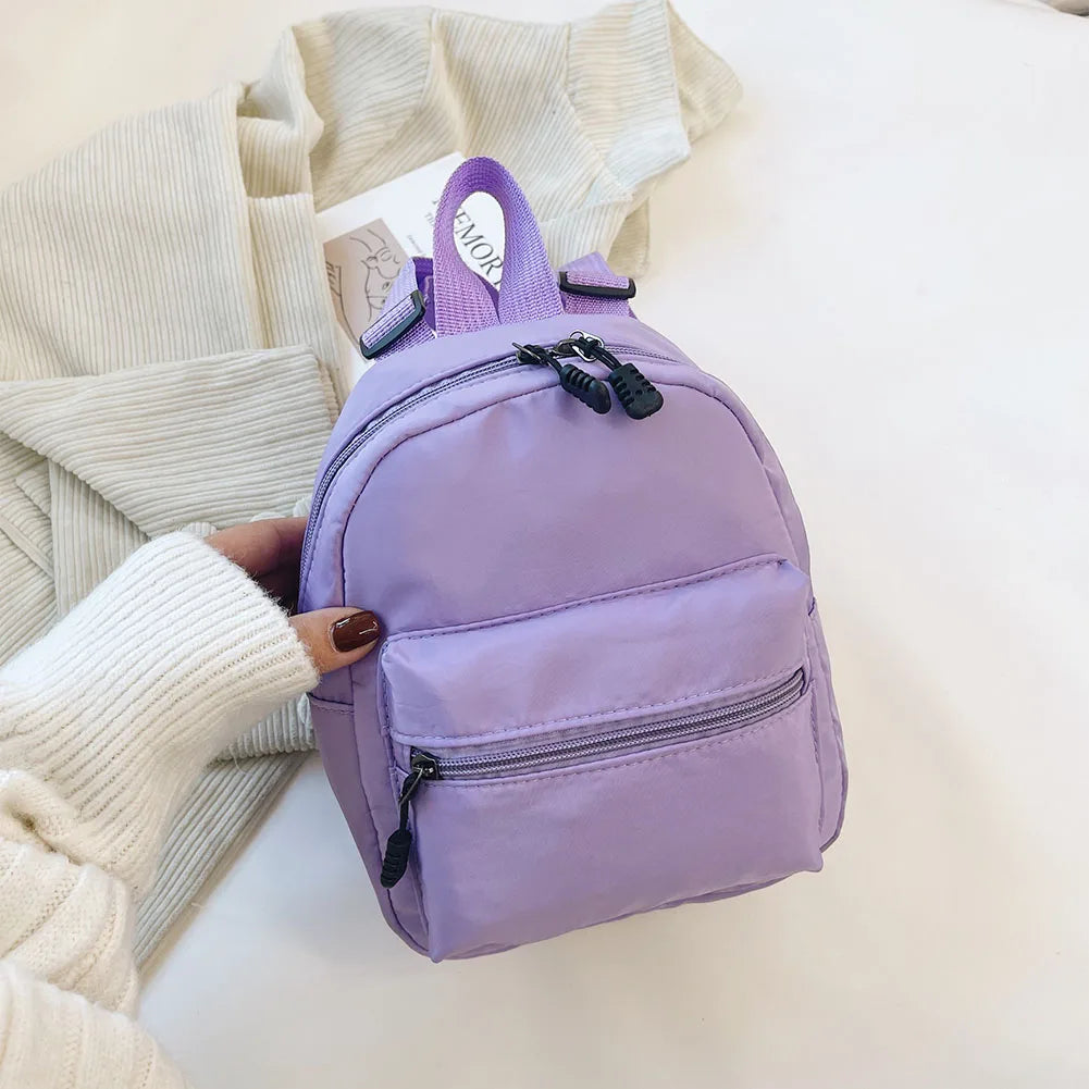 Fashion Uni-Farbe Rucksack Damen Nylon Ranzen Preppy Stil Mini-Rucksäcke