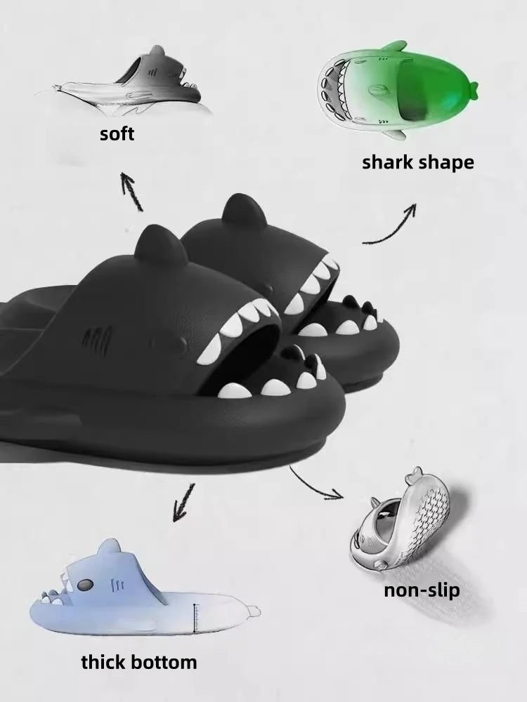 Chaussons de requin pour femmes adultes enfants salle de bain antidérapants EVA sandales d'extérieur pour hommes tongs de plage couples sandales à semelles épaisses