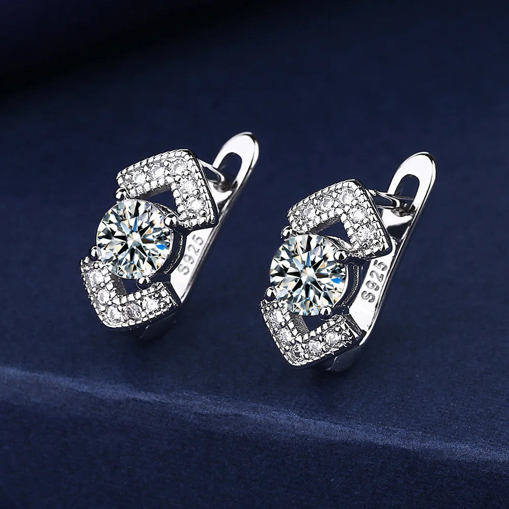 Ohrringe aus 925er Sterlingsilber, Schmuck, hochwertige Retro-Ohrringe mit einfachem Muster, lila-weiße Zirkon-Ohrringe, Bestseller