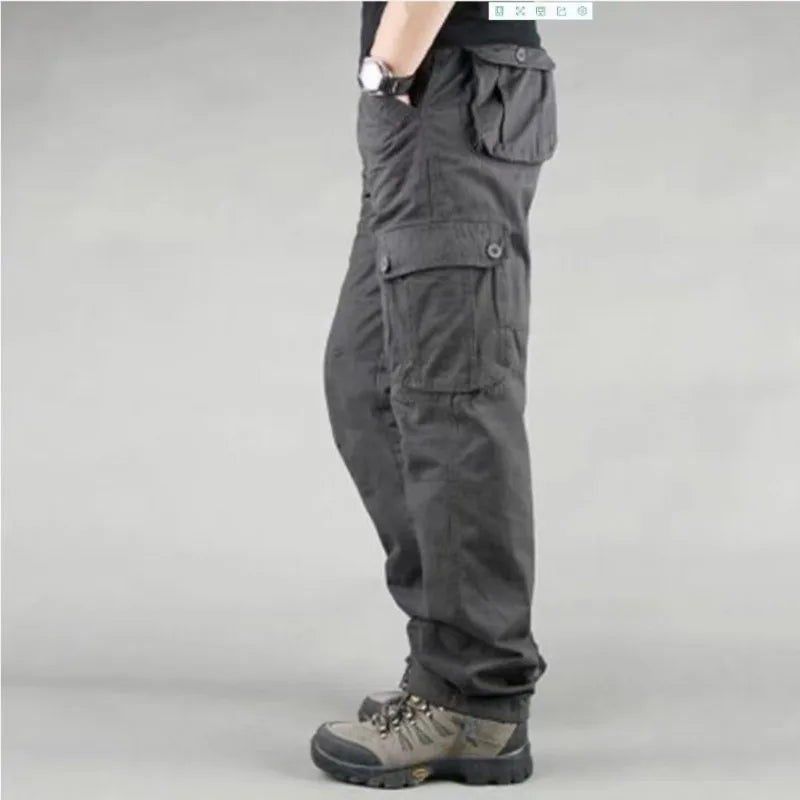 Pantalon cargo tactique 2025 pour homme, en coton, salopette, pantalon de travail extérieur, grande taille, vêtement pour homme, pantalon de randonnée camouflage avec plusieurs poches