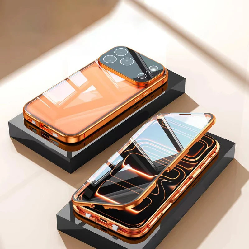 360°-Vollschutz-Metall-Magnet-Doppelseitige Glas-Schnappverschluss-Handyhülle für iPhone 17 Pro Max/17/Air/17 Pro Bumper Cover