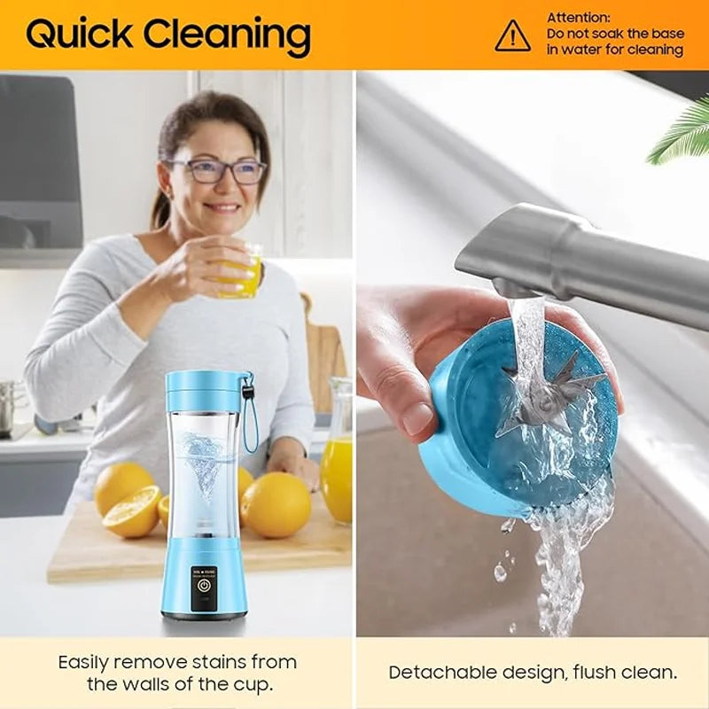 Mini-mixeur de jus domestique 380 ml, presse-agrumes électrique USB rechargeable, mixeur à smoothies portable pour pique-nique en extérieur