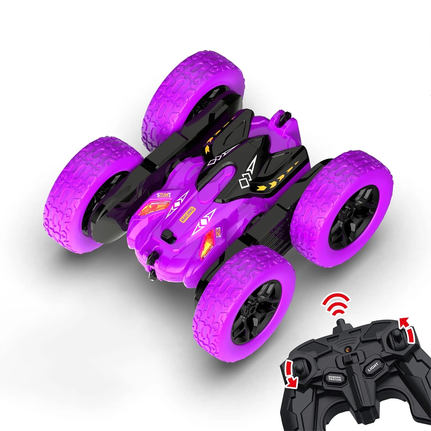 RC Stunt Car 360-Grad-Rotation, 2.4GHz doppelseitig fahrbar, Grün/Lila/Blau, Kinderspielzeug für Outdoor-Spiele
