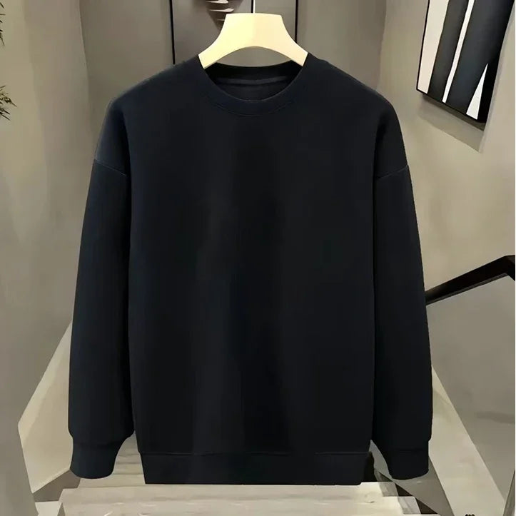 Herren Sweatshirt Herbst Winter Kollektion 2025 – Neue Mode, Rundhals, Samt-gefüttert, Verdickt, Vielseitiger Pullover, Langarm-Oberteil