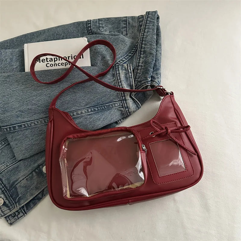 Sac bandoulière d'école pour femme, créateur japonais, sac à main, bourse Y2k Harajuku, sac à bandoulière pour femme, sac transparent coréen