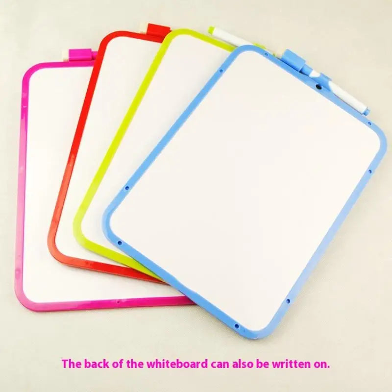 Tableau blanc pour enfants 26x19cm, effaçable à sec, cadre 4 couleurs, mini-tableau à dessin, petites ardoises à suspendre avec stylo