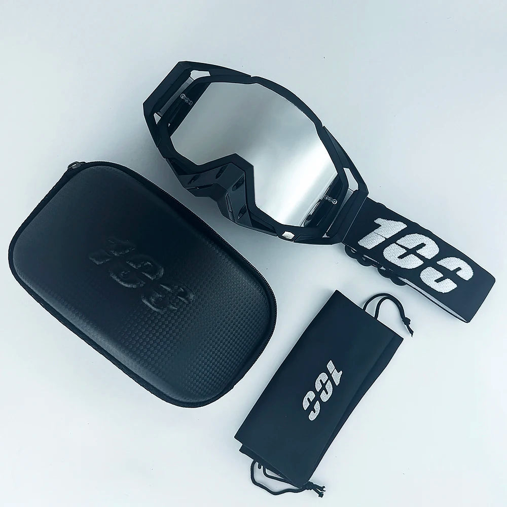 100 Masques de Motocross Lentille HD Homme Lunettes de Moto Lunettes de Protection Femme Moto MX VTT Lunettes de Soleil Accessoires Vélo Tout Terrain